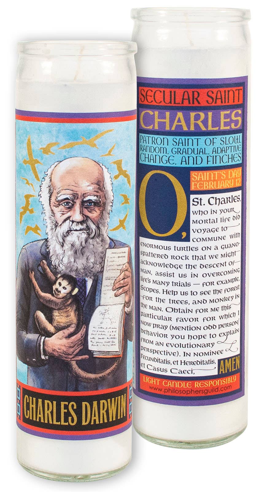 Charles Darwin Secular Saint Candle Arvida Book Co.